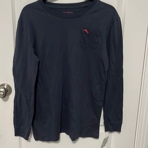 TOMMY BAHAMA KIDS NWT NAVY BLUE LONG SLEEVE TEE WITH FRONT POCKET